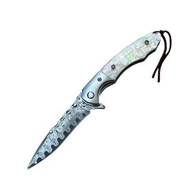 3.5" Ball Bearing Folding Knife w/ Drop Point Damascus Blade